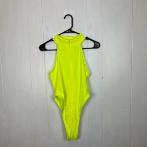 Icon Swim Neon‎ Full Front Zip One Piece Swimsuit Sz L